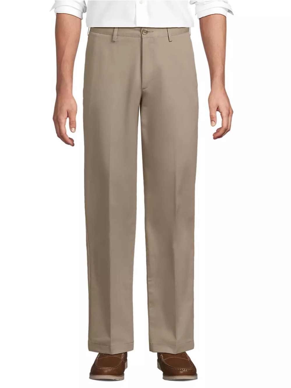 Lands' End Men's Straight-Leg Pants — tan khakis no iron wrinkle resistant 34’s